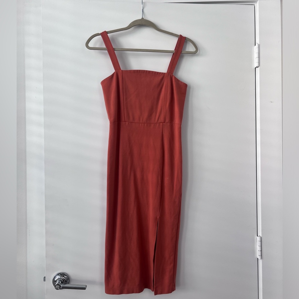 Sunset orange midi dress